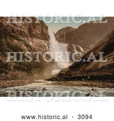 Historical Photochrom of a Waterfall, Skjeggedalsfos, Odde by Al