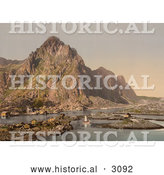 Historical Photochrom of a Waterfront Village, Svolvaer, Lofoten, Norway by Al