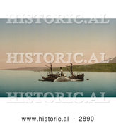 Historical Photochrom of a Whaling Ship in Norway by Al