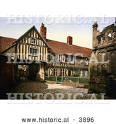 Historical Photochrom of Abbot Reginald’s Gateway and the Old Vicarage in Evesham Worcestershire England UK by Al