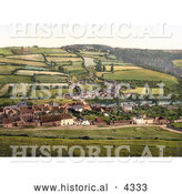 Historical Photochrom of Agricultural Village of Taddiport and the Rolle Canal in Torrington, Devon, England, United Kingdom by Al