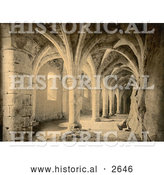 Historical Photochrom of Basement of Chillon Castle in Switzerland by Al