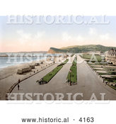 Historical Photochrom of Bathing Saloon Carts on the Beach near the Pier in Teignmouth Teignbridge Devon England UK by Al