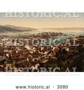 Historical Photochrom of Bergen Norway by Al