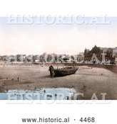 Historical Photochrom of Boat on the Beach in Morecambe Lancashire England UK by Al