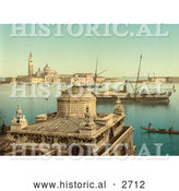 Historical Photochrom of Boats in Harbor, Venice, Italy by Al