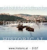 Historical Photochrom of Boats in the Harbor, Philippeville, Algeria by Al