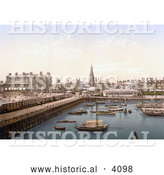 Historical Photochrom of Boats in the Inner Harbour at Lowestoft Waveney Suffolk East Anglia England UK by Al