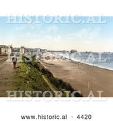 Historical Photochrom of Boy near the Beach and Royal Hotel in Lowestoft Suffolk East Anglia England UK by Al
