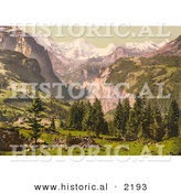 Historical Photochrom of Breithorn Mountain, Switzerland by Al