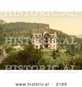 Historical Photochrom of Brunig Spring House in Switzerland by Al