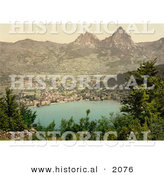 Historical Photochrom of Brunnen on Lake Lucerne by Al