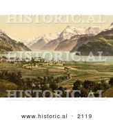 Historical Photochrom of Brunnen on Lake Lucerne, Switzerland by Al