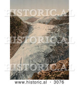 Historical Photochrom of Buerbrae Glacier in Norway by Al