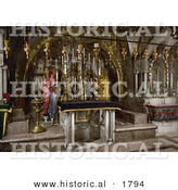 Historical Photochrom of Calvary and the Greek Altar, the Holy Sepulchre, Jerusalem by Al