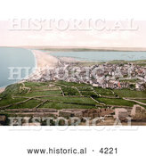 Historical Photochrom of Chesil Beach Bank on the Isle of Portland Dorset England UK by Al