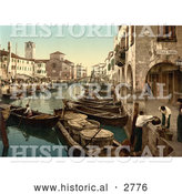 Historical Photochrom of Chioggia, Fish Market, Venice, Italy by Al
