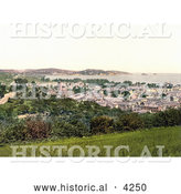 Historical Photochrom of Cityscape of Paignton on the Torbay in Devon England UK by Al