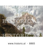 Historical Photochrom of Clouds Surrounding the Mount of the Holy Cross in the Sawatch Range of the Rocky Mountains by Al