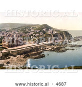 Historical Photochrom of Coastal Hotels and Town of Ilfracombe in Devon England by Al