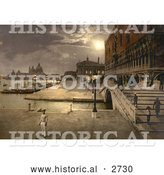 Historical Photochrom of Doges’ Palace and St. Mark’s at Night by Al