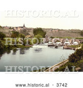 Historical Photochrom of East Farleigh Lock on the River Medway Maidstone Kent England UK by Al