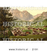 Historical Photochrom of Engelberg Valley and Juchlipass in Switzerland by Al