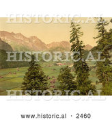 Historical Photochrom of Engelberg Valley, Switzerland by Al