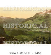 Historical Photochrom of Engelbergerthal, Trubsee, Bernese Oberland, Switzerland by Al