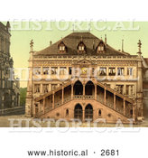 Historical Photochrom of Facade of the Town Hall in Berne, Switzerland by Al