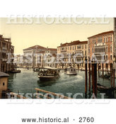 Historical Photochrom of Foscari and Razzonigo Palaces, Venice, Italy by Al