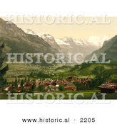 Historical Photochrom of Frutigen, Bernese Oberland by Al