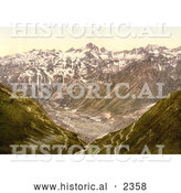 Historical Photochrom of Furka Pass in the Swiss Alps, Switzerland by Al