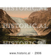 Historical Photochrom of Glacier, Bojumsbrae, Sognefjord, Norway by Al