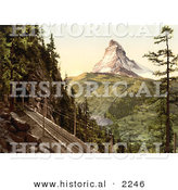 Historical Photochrom of Gornergrat Railway Tunnel and Matterhorn, Switzerland by Al