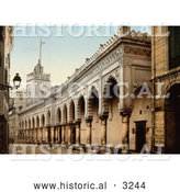 Historical Photochrom of Great Mosque Arcade, Algiers, Algeria by Al