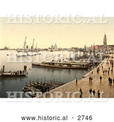 Historical Photochrom of Hohenzollern in Venice Harbor, Venice, Italy by Al