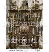 Historical Photochrom of Holy Sepulchre Interior in Jerusalem, Israel by Al