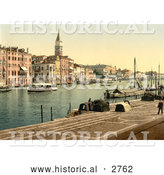 Historical Photochrom of Hotel Bauer Grunewald, Venice, Italy by Al