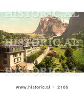 Historical Photochrom of Hotel Eiger with a View of Wetterhorn Mountain by Al