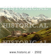 Historical Photochrom of Hotel Murren in Switzerland by Al
