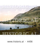 Historical Photochrom of Howtown Bay on Ullswater Lake, Lake District, England, United Kingdom by Al