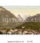 Historical Photochrom of Interlaken and Jungfrau in Switzerland by Al