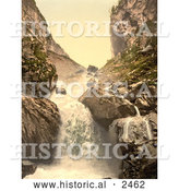 Historical Photochrom of Kander Fall in Switzerland by Al