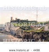 Historical Photochrom of Kingsgate Castle Above Kingsgate Bay Broadstairs Thanet Kent England UK by Al