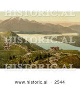 Historical Photochrom of Lake Lucerne, Staffel and Mount Pilatus, Rigi, Switzerland by Al