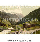 Historical Photochrom of Lauterbrunnen Valley in Switzerland by Al