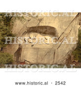 Historical Photochrom of Lion Monument in Switzerland by Al