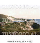 Historical Photochrom of Lulworth Cove on the Coast in Lulworth Dorset England by Al