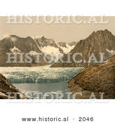 Historical Photochrom of Marjelensee Glacier, Switzerland by Al